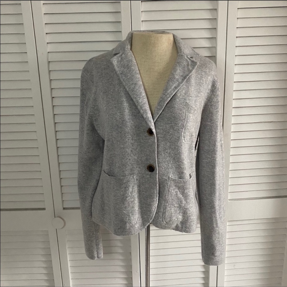 J Crew | Light Grey Cropped Sweater Blazer